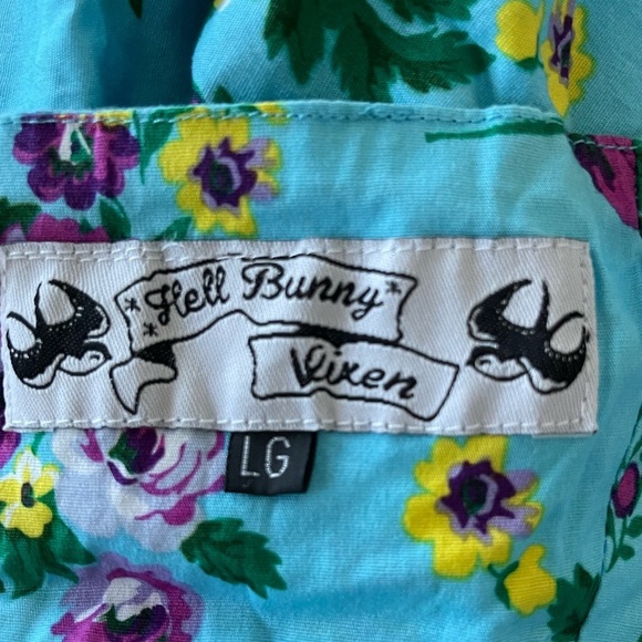 Hell Bunny Turquoise Floral Halter Dress - Picture 7 of 10